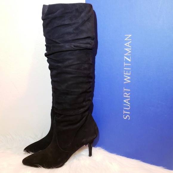 STUART WEITZMAN LAFAYETTE BLACK SUEDE BOOTS - Picture 3 of 8